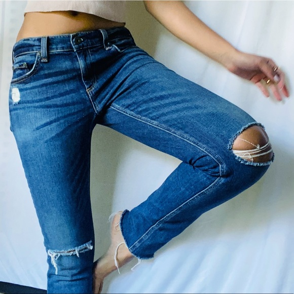 rag & bone Denim - RAG & BONE ~Mid Rise Distressed Straight Leg Jeans